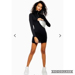 MWT TopShop Ribbed zip-up Jersey Dress